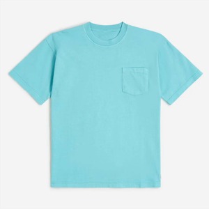 Camiseta de Algodón Turquesa para Hombre, Corte Regular, Cuello Redondo, Manga Corta, Informal, Color Sólido, Tejido de Punto Jersey, Teñido Liso - Product Image 1