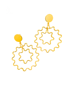 Boucles d'oreilles pendantes géométriques en laiton plaqué or pour femme, bijoux de soirée tendance - Product Image 3
