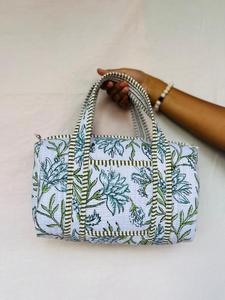 Handmade Eco-Friendly Lightweight Cotton Duffel <b>Bag</b> Fish Pattern Quilted Design <b>Large</b> Capacity Casual Travel <b>Tote</b> Zipper Closure - Product Image 2