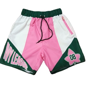 Shorts de sport décontractés pour hommes, en toile non tissée 100 % polyester, avec logo personnalisé, imprimé, taille mi-haute, blocs de couleur, élastiques, pour la plage et le basketball – Dernière conception - Product Image 1