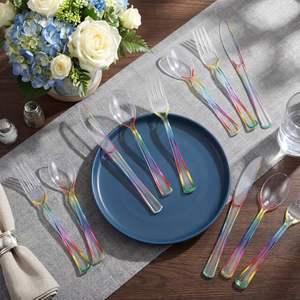 Ensemble de couverts jetables écologiques, biodégradables, recyclables, sans BPA, adaptés aux aliments, pour fêtes et événements - Product Image 6