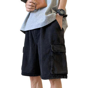 Shorts en jean cargo pour homme, style uni, six poches, coupe ample, longueur genou, très demandés 2026 - Product Image 2