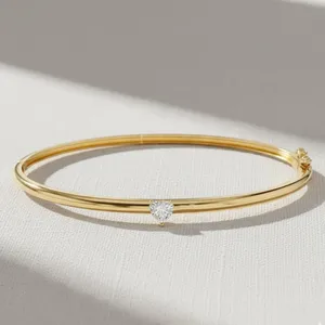 Brazalete de Oro de 14K con Diamante Cultivado en Laboratorio, Corte Pera, Solitario, Forma de Lágrima, Certificado IGI, Regalo de Cumpleaños - Product Image 1