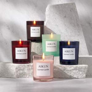 Aikun Fragrant Bergamot <b>Scented</b> <b>Candle</b> Clean Burning Glass Jar <b>Candles</b> Custom Labels,Colored <b>Candles</b> for Household, Commercial - Product Image 4