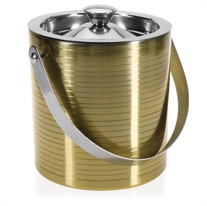 Vintage Wooden <b>Ice</b> Bucket With Gold Trim Rectangle Portable Party <b>Cooler</b> With Tongs Beautiful <b>Ice</b> Bucket At Low Cost - Product Image 5