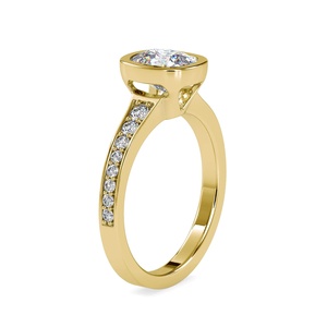Bague de fiançailles pour femme en or massif 14 carats avec diamant de laboratoire taille coussin, sertie pavé et clos, bijoux de mariage - Product Image 2