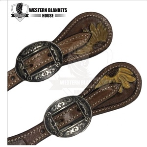 Equipo de conducción de caballos Correas de espuelas de doble capa Hombre occidental Mujer Correas de bota ajustables para montar a caballo Correas de espuelas de cuero - Product Image 5