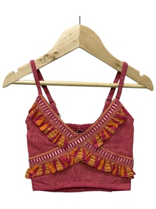 Twisha – Haut sans manches en coton tissé à rayures avec lehenga imprimé – Rose et vert – Pour fille - Product Image 4