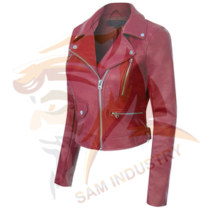 Customized High Quality Ladies PU <b>Leather</b> <b>Jacket</b> <b>Long</b> Sleeves Coats Ladies <b>Leather</b> <b>Jackets</b> For Adults - Product Image 2