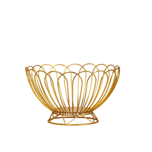 Corbeille à fruits en fil métallique doré style luxe avec base en bois – Bol de rangement respirant pour légumes, idéal pour comptoir de cuisine moderne (vente en gros) - Product Image 4