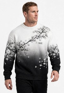 เสื้อสเวตเตอร์คอกลมแขนยาวผู้ชายโอนีเทน อาร์เพลเลอร์ลายดอกไม้สีขาวดำ - Product Image 6