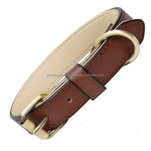 Collier de chien en cuir de qualité supérieure marron rembourré et confortable pour les chiens de petite taille, moyenne et grande race au meilleur prix - Product Image 1