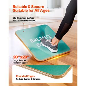 Tavola di Equilibrio in Legno Regolabile per Adulti con Rotazione a 360° e Attrezzatura per Allenamento Gambe a 3 Livelli - Product Image 5