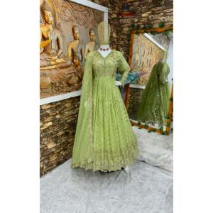 Ensemble robe et pantalon Anarkali pour femmes, vêtements de soirée, avec un magnifique dupatta - Product Image 2