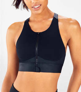 Soutien-gorge de sport sans couture à fermeture éclair et dos croisé, côtelé, à maintien élevé, grande taille, faible MOQ, pour filles BY BS Yoga Bra 2026 - Product Image 1