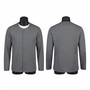 Chaqueta de Trabajo Premium de Polialgodón Tejido, 180 GSM, Gris, Cuello Mao, Manga Larga, Unisex, con Logotipo Personalizado, Uniforme para el Sector Sanitario - Product Image 1