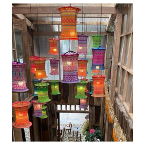 Premium Decorative Brocade Hanging <b>Lantern</b> Handmade Vietnamese Textile Lamp Shade for Interior Design Home Wedding Event Decor - Product Image 2