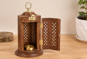 Farol Decorativo Rústico de Madera de Acacia Hecho a Mano, Ecológico y Duradero, Portavelas Colgante para Hogar, Jardín, Patio, Boda - Product Image 6