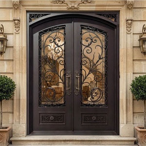 Royal Luxury Wrought Iron Exterior Main Gate Modern Design <b>Swing</b>-Opening Style Rust-Resistant Waterproof Finish Easy Use - Product Image 3
