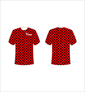 T-shirt à manches courtes pour homme, rouge à pois, col rond, coupe classique, décontracté, respirant, impression par sublimation - Product Image 1