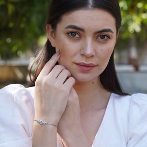 Pulsera de Cadena y Eslabones de Plata de Ley 925 con Diamantes para Mujer, Clásica para Bodas y Fiestas, con Brillo Luminoso y Duradero, Ideal para Regalo - Product Image 3