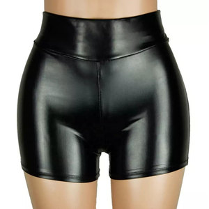 Exvio Sports <b>Women</b> Leather <b>Shorts</b> 2026 New Arrival Eco-Friendly Casual Breathable Fabric Custom Color/Logo <b>Elastic</b> <b>Waist</b> High - Product Image 1