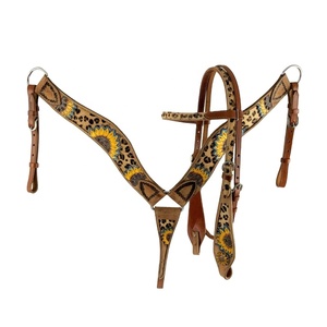 Top Quality100 % cuero genuino Western Headstall & Breast Collar Set con pelo en incrustaciones Fabricante al por mayor Proveedor - Product Image 1