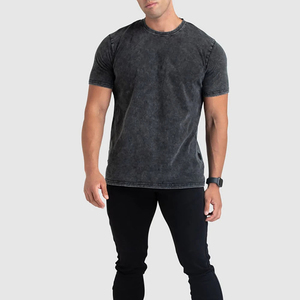 T-shirt à col rond délavé à l'acide, coupe classique, pour adulte, vente en gros, t-shirts délavés à l'acide de haute qualité pour hommes, t-shirts personnalisés Fortleo - Product Image 1