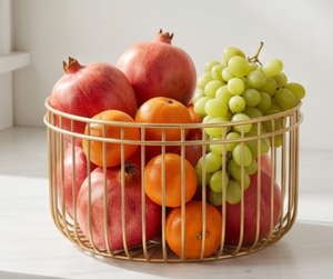 Modern Metal <b>Wire</b> <b>Storage</b> <b>Basket</b> with Handle Circle Shape for Neatening Multi-Purpose Use Stylish Tabletop Accent - Product Image 3