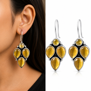 Trade assurance oxidized <b>silver</b> dangle blue stone <b>earrings</b> for <b>women</b> | Bulk Supplier Direct Factory Manufacturer - Product Image 1