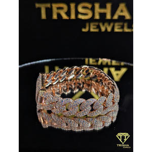 สร้อยข้อมือคิวบาลิงค์ประดับเพชรโมอิสซาไนต์ VVS ชุบทองคำสีกุหลาบ เงินแท้ 925 เครื่องประดับฮิปฮอป โดยทริชา จิวเวลส์ - Product Image 3