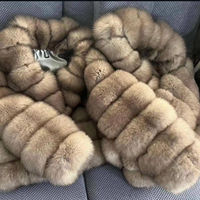 AL SWANS Manteau trench sans manches en fausse fourrure de renard pour femme, épais et chaud, col en fourrure de renard, couleur unie, longueur moyenne, luxe