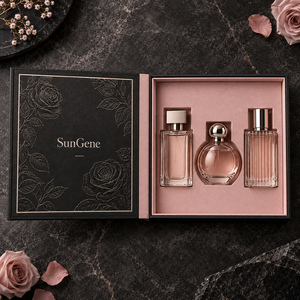Boîte magnétique SunGene Black Dusty Pink pour trois ensembles de découverte de parfums en flacon - Product Image 3