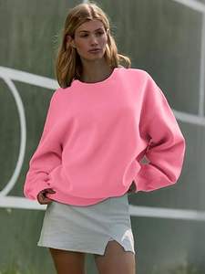 Sudadera Oversize de Algodón 100% con Forro Polar Ecológico para Mujer, Cuello Redondo, con Logotipo Personalizado, Venta al por Mayor OEM, Estilo Urbano - Product Image 3