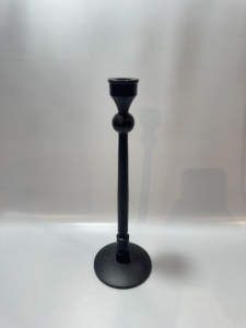 Tall Matte <b>Black</b> Aluminium <b>Pillar</b> <b>Candle</b> Holder Baluster Knob Stem Pedestal Stand Modern Minimalist Table Centerpiece Decor - Product Image 2