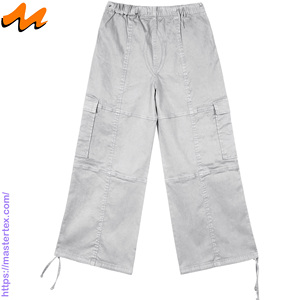 Pantalones Cargo Casuales de Verano para Mujer MASTER TEXTILE, Color Sólido, Pierna Ancha, Transpirables, Cintura Media, Hechos con Tela de 7.37 oz - Product Image 3