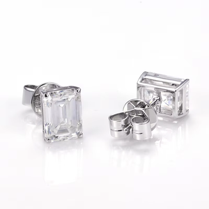 <b>Emerald</b> Cut Diamond Earrings Lab grown E Color IGI Certified Women's Classic Engagement Jewelry For women's - Product Image 4