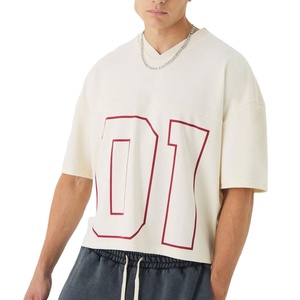 เสื้อยืดคอกว้างทรงโอเวอร์ไซส์ผ้าตาข่ายสำหรับผู้ชาย ดีไซน์เองได้ 100% ผ้าฝ้าย ระบายอากาศดี สไตล์ลำลอง - Product Image 1