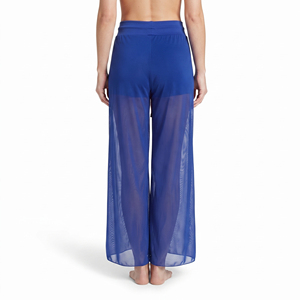 Pantalones de playa de malla transparente para mujer, pantalones de natación de pierna ancha con cintura con cordón - Product Image 4