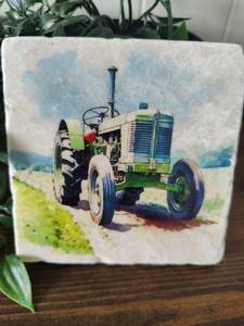 Sous-verres rustiques en marbre style ferme, ensemble de sous-verres vintage tracteur, accessoires de table - Product Image 5