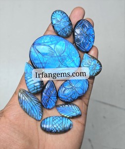 Pendentif en pierre précieuse cabochon sculptée en quartz naturel, multi-reflets, formes variées, taille 20-40mm, en vrac - Product Image 6