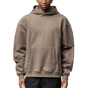 Sudadera con capucha de felpa francesa de lujo de talla grande, estilo oversize, largo extendido, hombros caídos, para hombre - Product Image 1