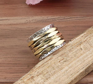 Anillo Giratorio de Plata 925 Sólida de Cinco Capas, Pulido de Alta Calidad, Bicolor, para Boda, con Logotipo Personalizado, Fabricante de Joyería - Product Image 5