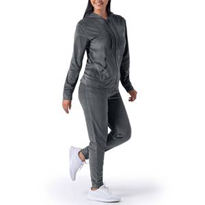 Ensemble de survêtement long 2 pièces pour femme en velours à carreaux vintage d'hiver, à capuche, manches longues, écologique, respirant, anti-boulochage - Product Image 2