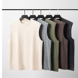 เสื้อกล้ามโลโก้แบบกำหนดเองสำหรับผู้ชาย – เสื้อแขนกุดสไตล์วินเทจสตรีทแวร์ |   เสื้อยืดลำลองสำหรับฤดูร้อนสไตล์มัสเซิล - Product Image 3