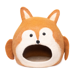 Cute Cartoon Fox Cat <b>Bed</b> <b>Cave</b> Wool Felt Round Soft Indoor All Seasons Cat <b>Bed</b> - Product Image 1