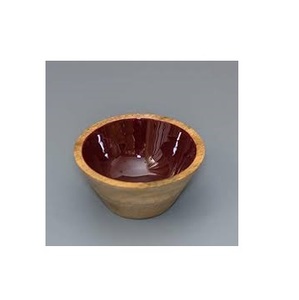 Tazón de Servir de Madera de Mango Ecológico, Tazón para Ensalada con Incrustaciones de Esmalte Brillante de Lujo, Vajilla Decorativa de Madera para Frutas, para Restaurante - Product Image 1