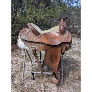 Silla de montar de cuero estilo rústico para caballo, equipo ecuestre de carreras, sillas de montar inglesas de cuero animal auténtico duradero con estructura de madera - Product Image 1