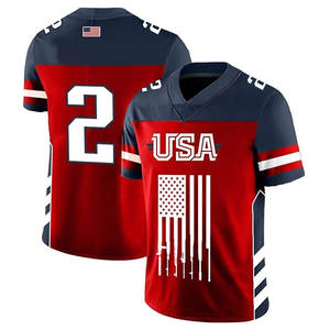 Maillot de football américain personnalisé 100 % polyester, maille épaisse, manches courtes, maillot de jeu pratique, durable, respirant, sportif - Product Image 2