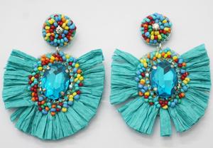 2026 Blue EMOTION Statement Stud <b>Post</b> <b>Earrings</b> Glass Beads Gold Plating Ethnic Romantic Anniversary Jewelry Tyntra International - Product Image 5